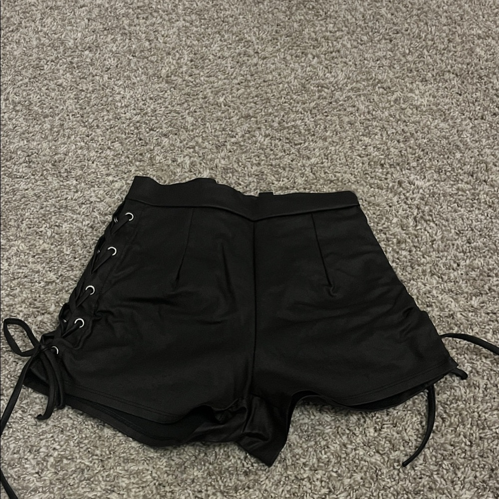 Windsor Black High Waist Lace-Up Side Shorts - Picture 2 of 4